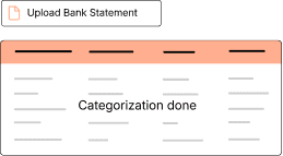 An uploaded bank statement with categorization completed