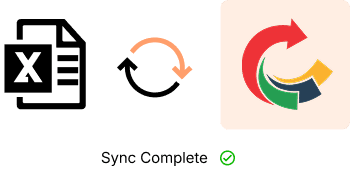 An Excel file syncing with CashBooks, marked sync complete