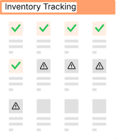 An inventory list with stock items checked and flagged