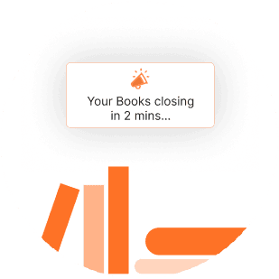 A notification that your books are closing in two minutes